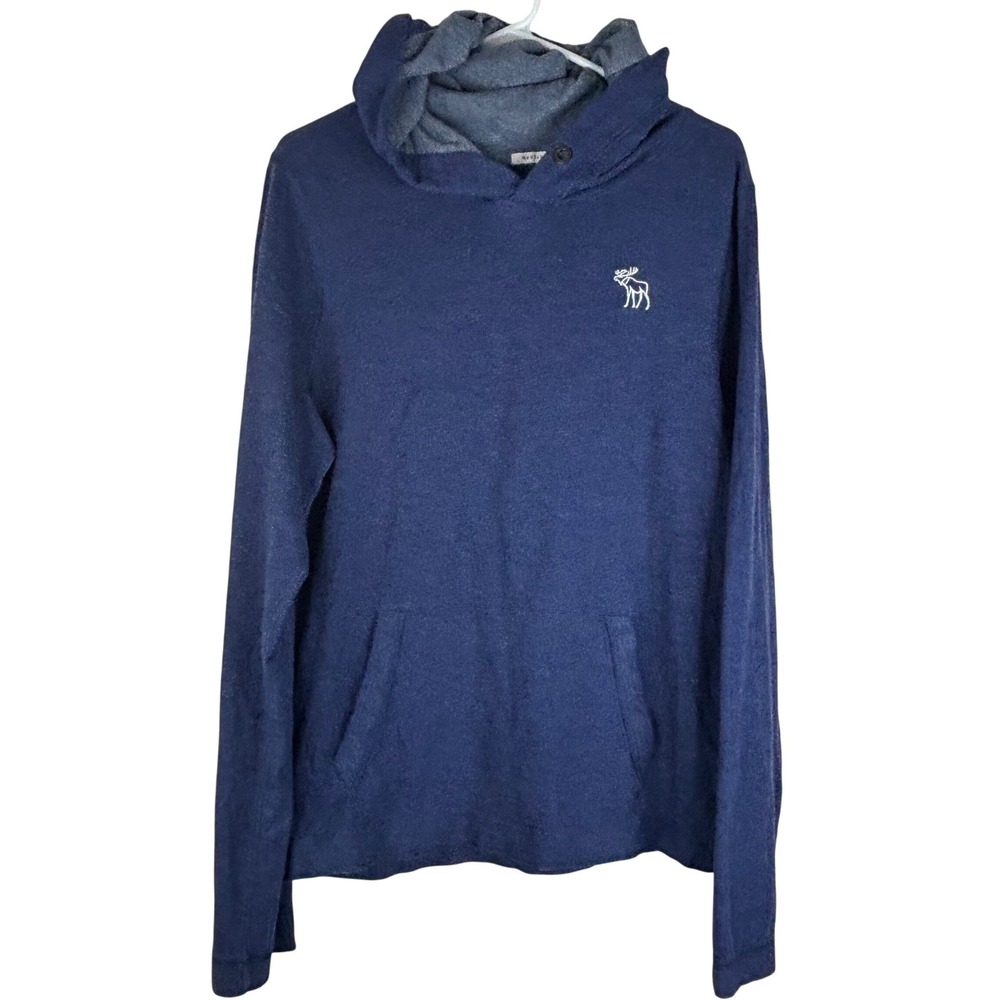 Abercrombie & Fitch Mens Medium Navy Blue Heather Lightweight Hoodie Pullover M